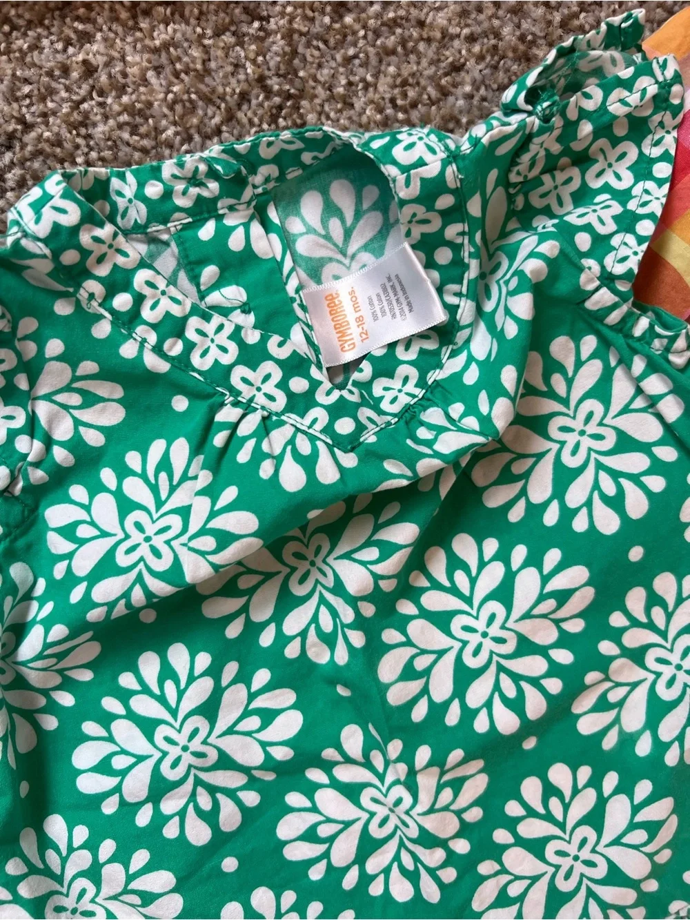 🎉5/$20🎉 GYMBOREE Infant Girl Patterned Green & White Blouse